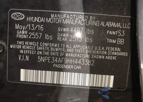2017 Hyundai Sonata Sport from USA, damaged, VIN 5NPE34AF9HH443382